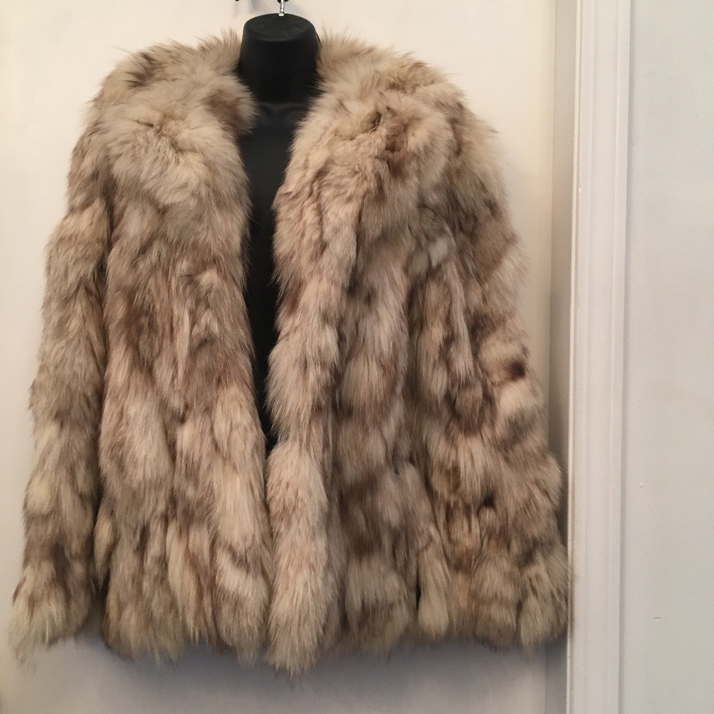 Blue fox fur coat